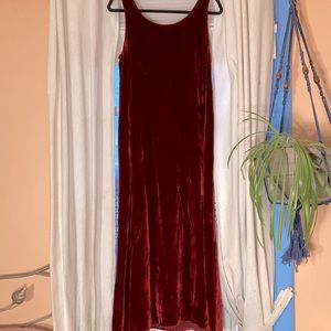 Vintage Ania A. Red Velvet Maxi Dress